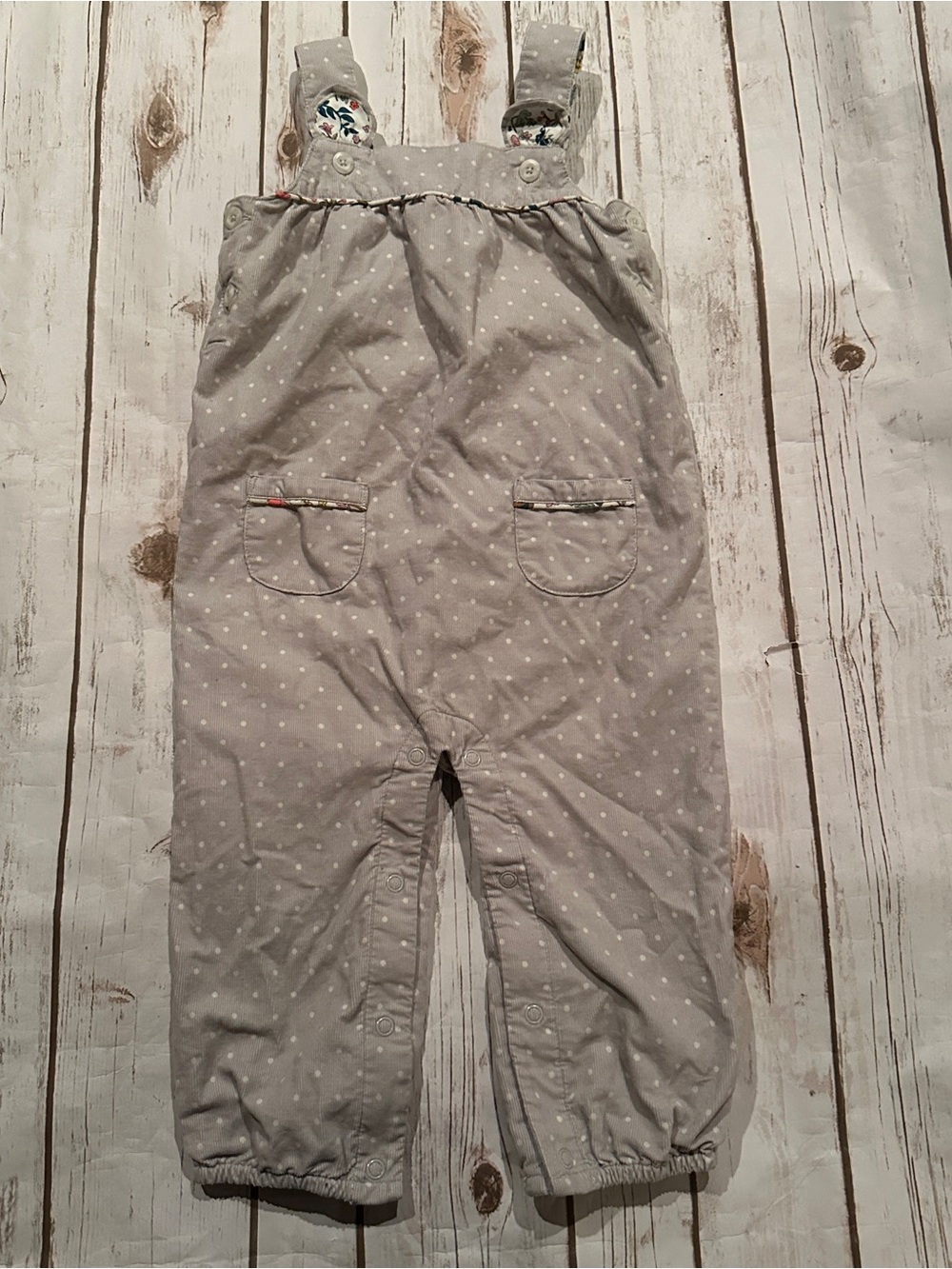 Baby Boden gray bunny cord overalls vguc size 18-24 months